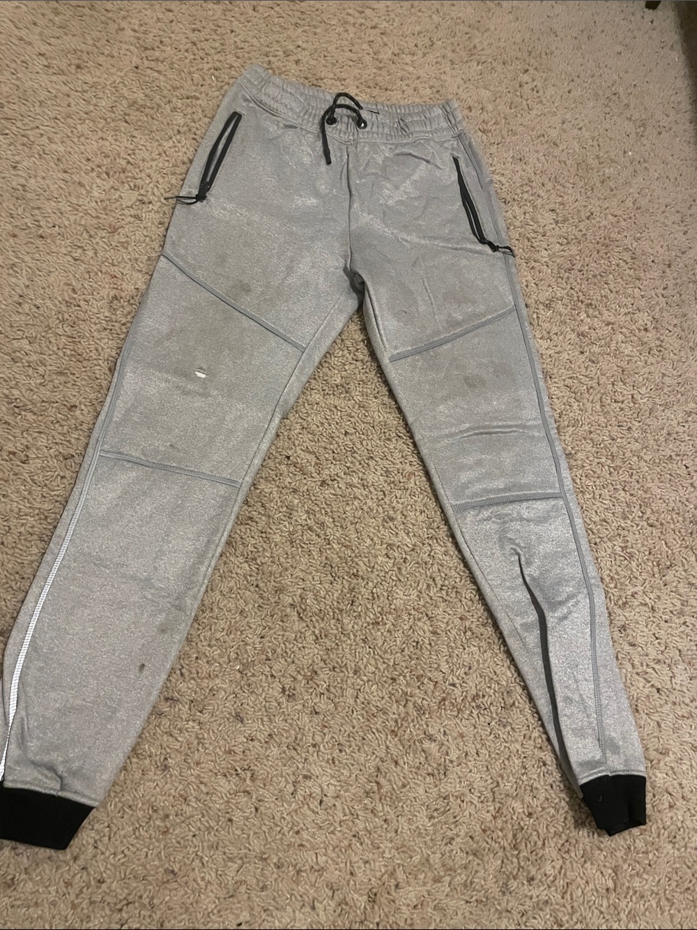 Men's Silver Reflective Jogger Pants with Zip Pockets